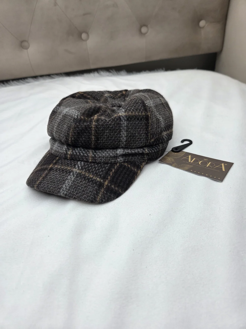 Adora Plaid Newsboy Baker Boy Cap Wool Blend One Size NWT